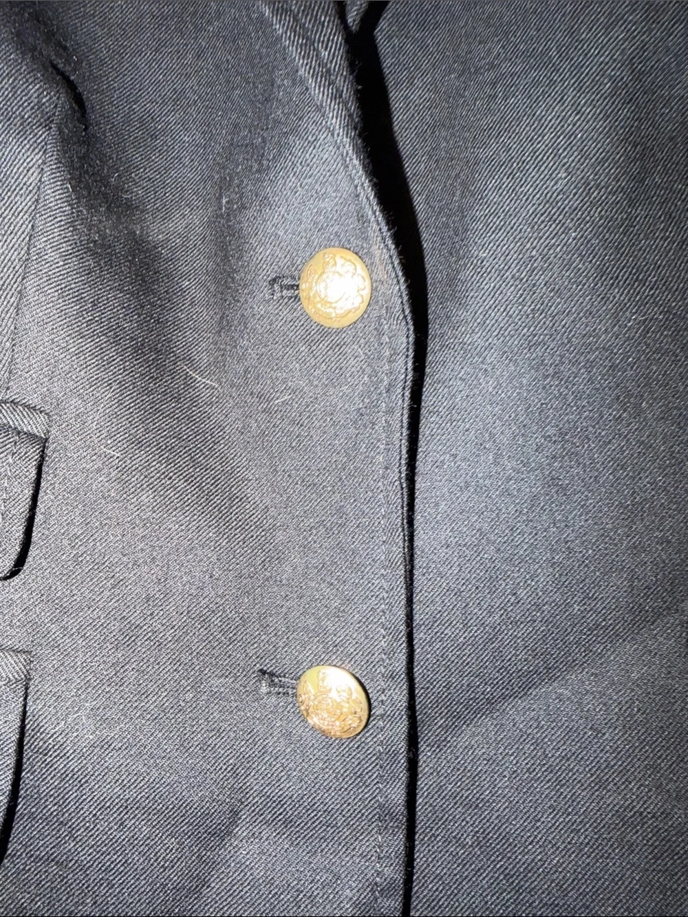 J. Crew Black Classic Wool-Blend Blazer with Gold Buttons. Schoolboy style
